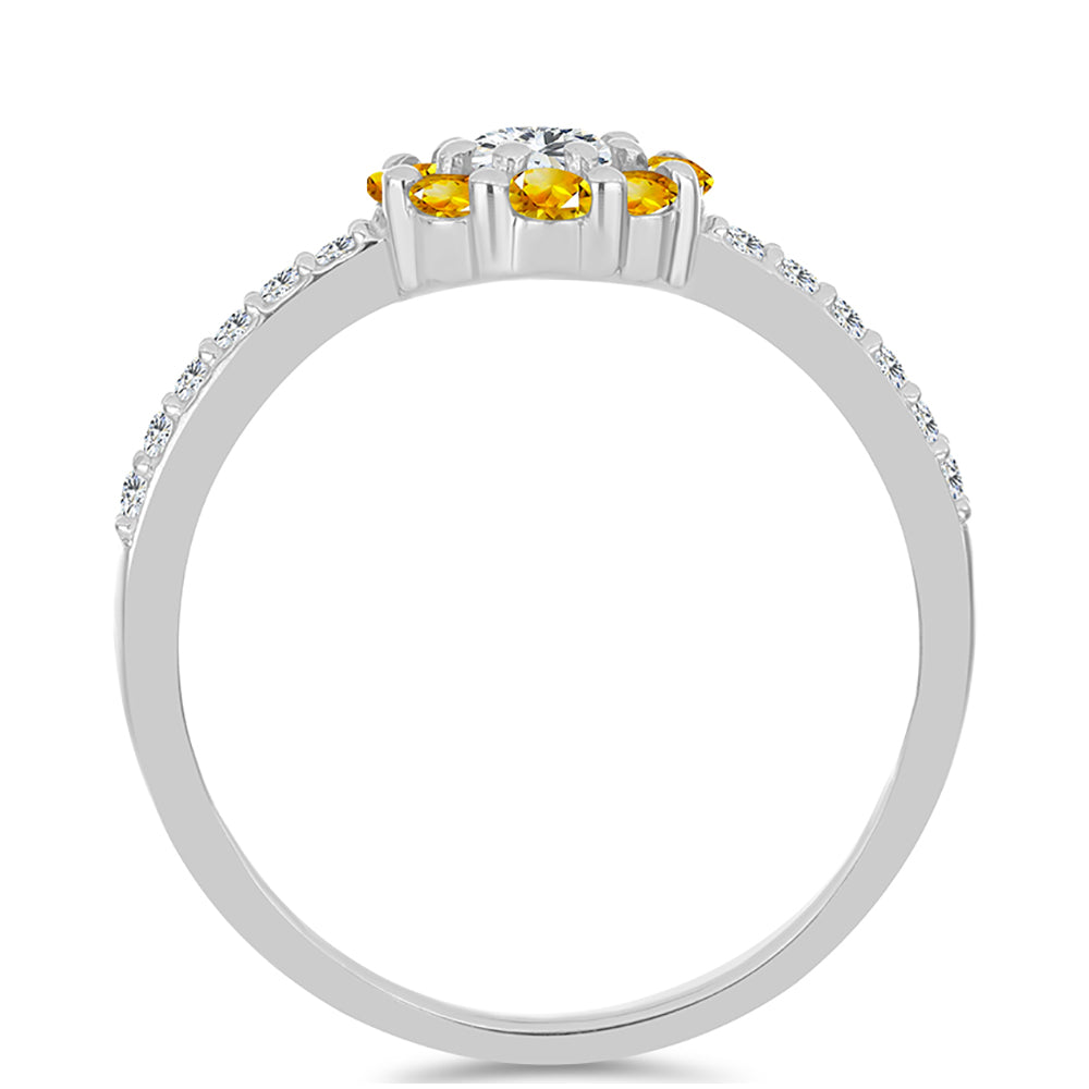 Inel din Argint 925 ( 2.14 grame ) cu Citrin Ural și Topaz Alb 0.79 Carate 2 