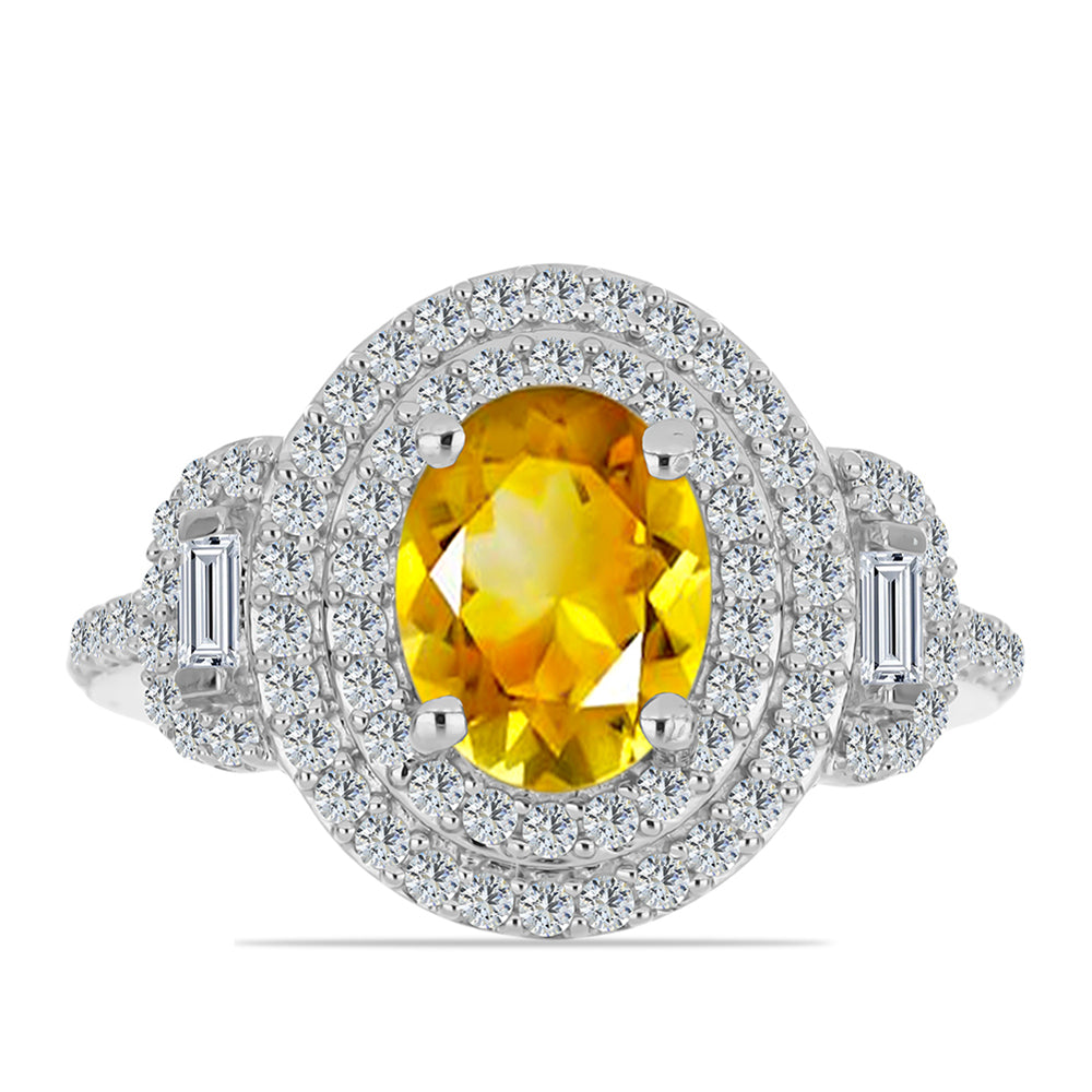 Inel din Argint 925 ( 3.98 grame ) cu Citrin Ural și Zircon Alb 2.71 Carate 1 