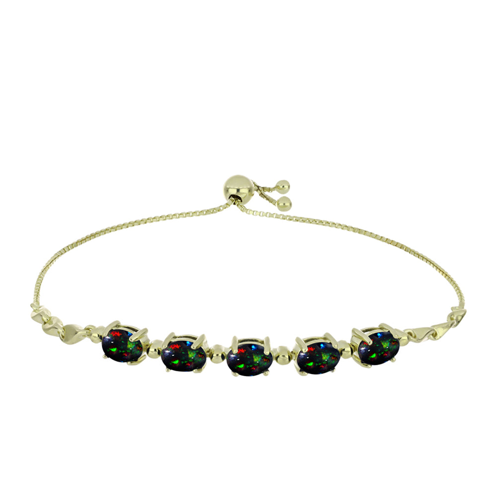 Brățară din Argint 925 Placat cu Aur ( 5.57 grame ) cu Opal Etiopian Negru Lega Dembi 2.48 Carate