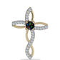 Cruce Pandantiv din Argint 925 Placat cu Aur ( 1.34 grame ) cu Opal Etiopian Negru Lega Dembi și Topaz Alb 0.36 Carate