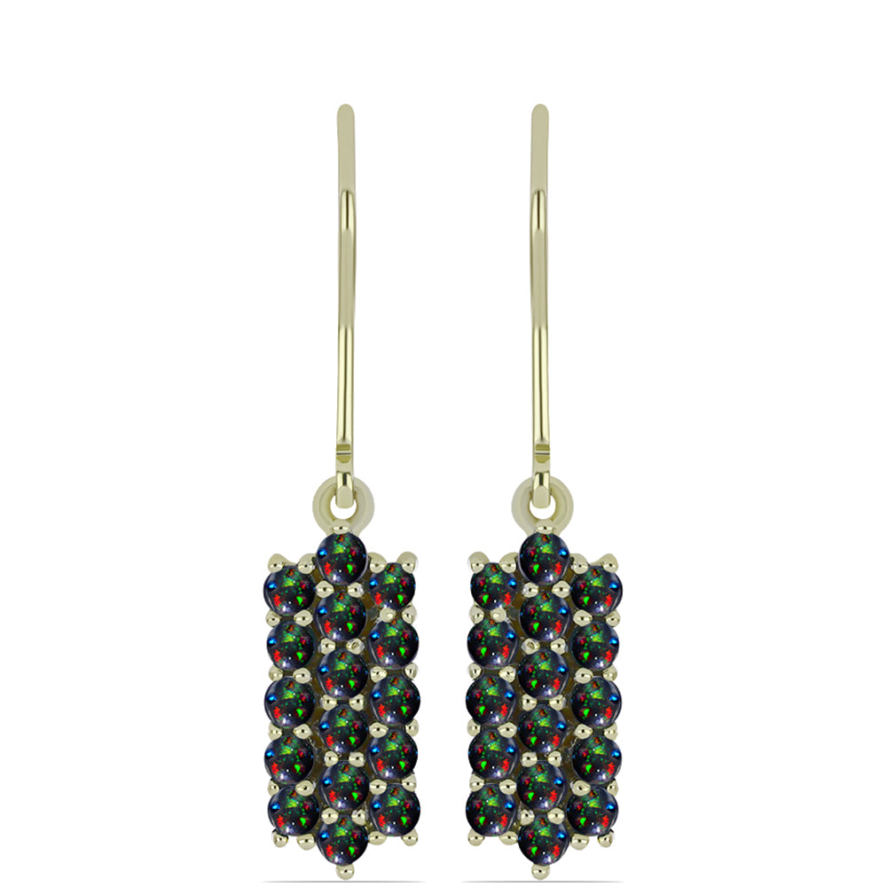 Cercei din Argint 925 Placat cu Aur ( 2.9 grame ) cu Opal Etiopian Negru Lega Dembi 0.75 Carate