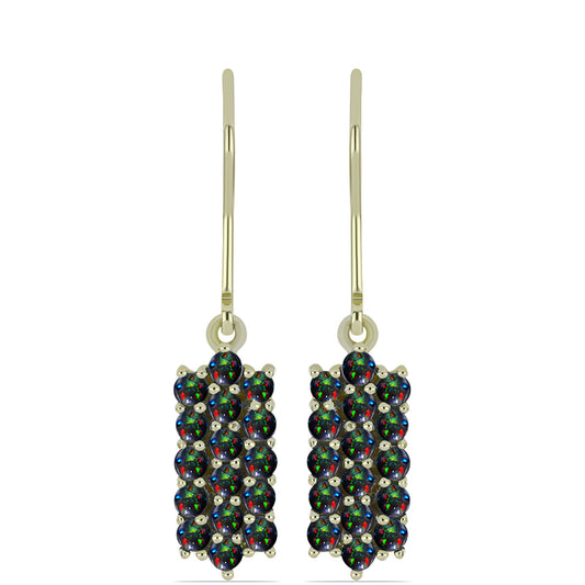 Cercei din Argint 925 Placat cu Aur ( 2.9 grame ) cu Opal Etiopian Negru Lega Dembi 0.75 Carate