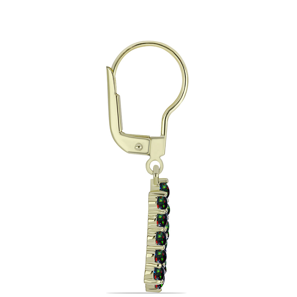 Cercei din Argint 925 Placat cu Aur ( 2.9 grame ) cu Opal Etiopian Negru Lega Dembi 0.75 Carate 2 