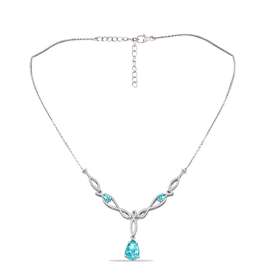 Colier din Argint 925 ( 5.93 grame ) cu Cuarț Paraiba 2.12 Carate