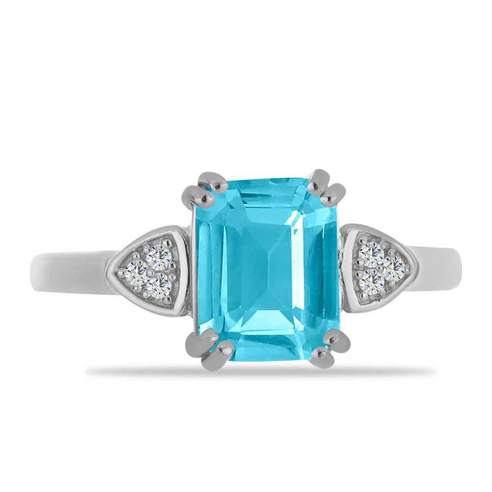 Inel din Argint 925 ( 2.63 grame ) cu Cuarț Paraiba și Topaz Alb 2.05 Carate 1 