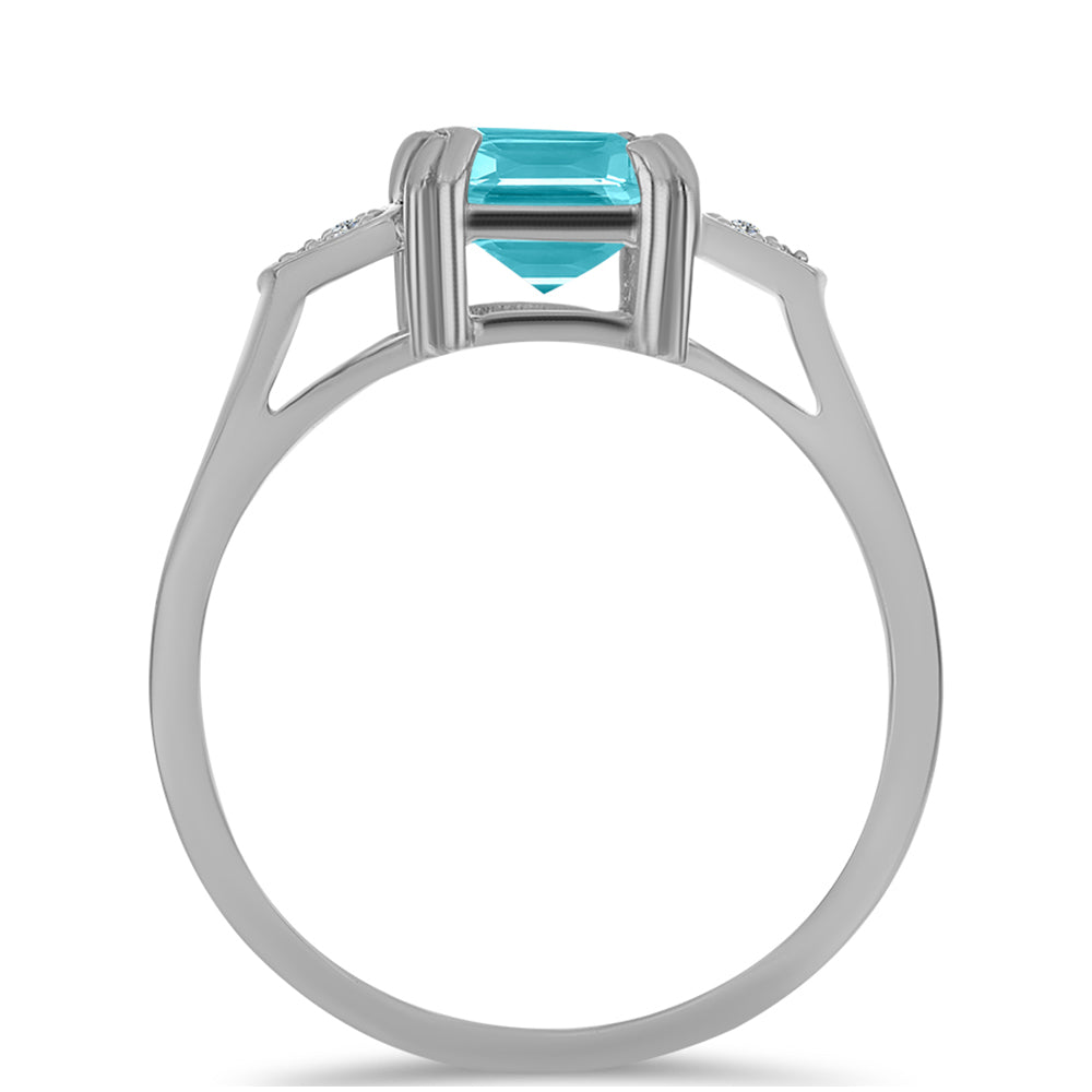 Inel din Argint 925 ( 2.63 grame ) cu Cuarț Paraiba și Topaz Alb 2.05 Carate 2 