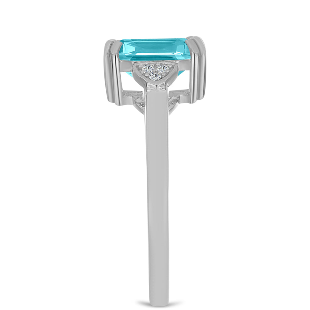 Inel din Argint 925 ( 2.63 grame ) cu Cuarț Paraiba și Topaz Alb 2.05 Carate 4 