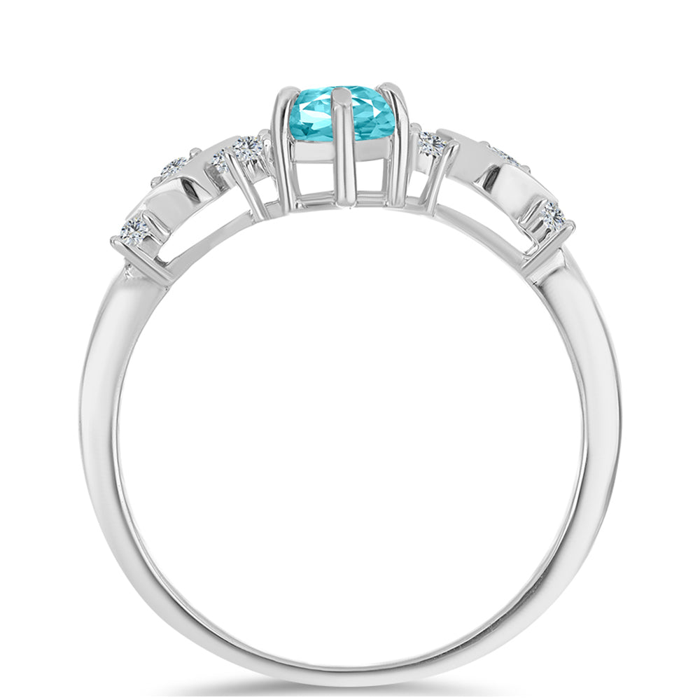 Inel din Argint 925 ( 2.27 grame ) cu Cuarț Paraiba și Topaz Alb 1.09 Carate