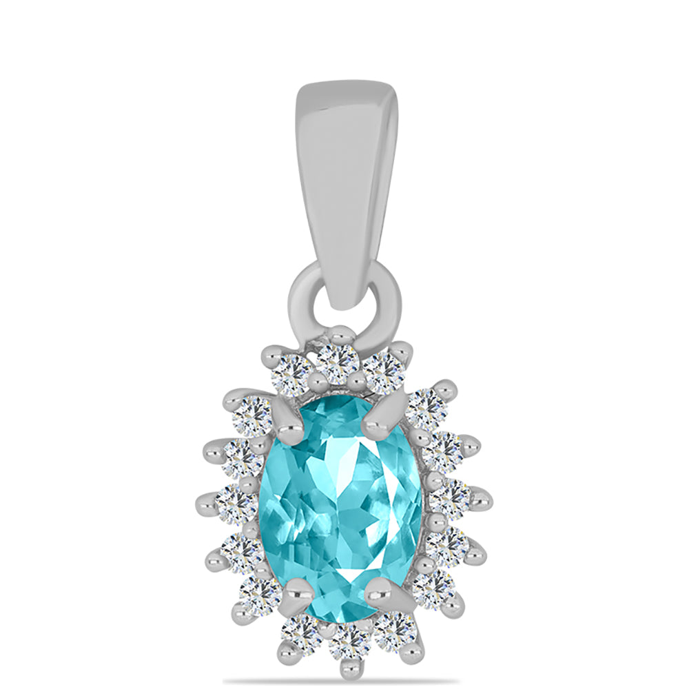 Pandantiv din Argint 925 ( 0.99 grame ) cu Cuarț Paraiba și Topaz Alb 0.82 Carate 1 