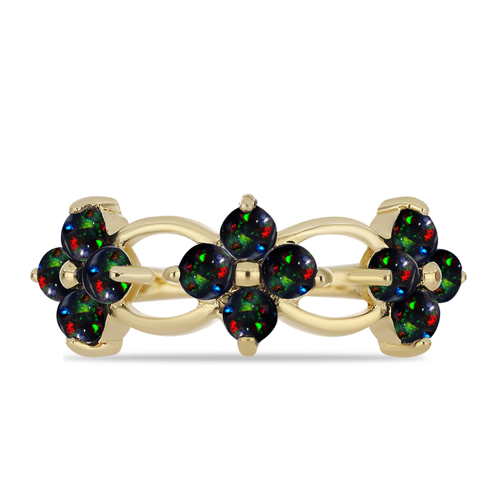Inel din Argint 925 Placat cu Aur ( 2.46 grame ) cu Opal Etiopian Negru Lega Dembi 1 Carate