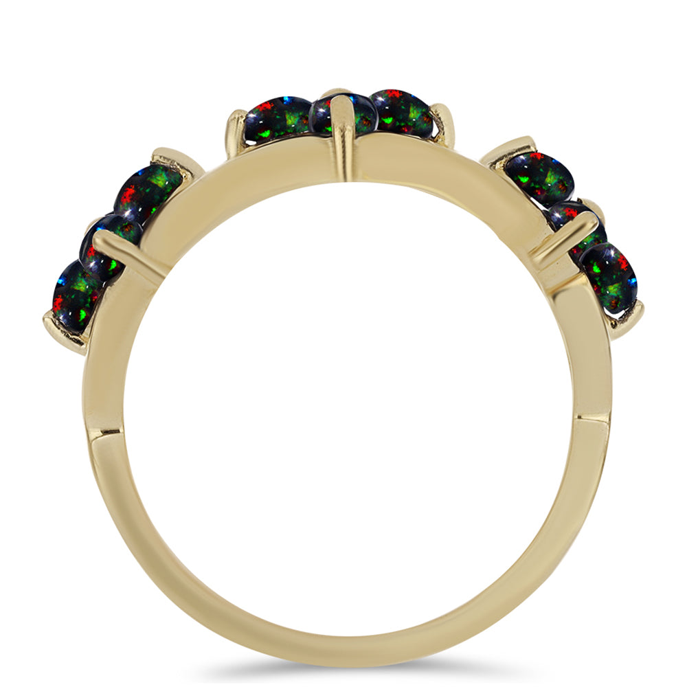 Inel din Argint 925 Placat cu Aur ( 2.46 grame ) cu Opal Etiopian Negru Lega Dembi 1 Carate