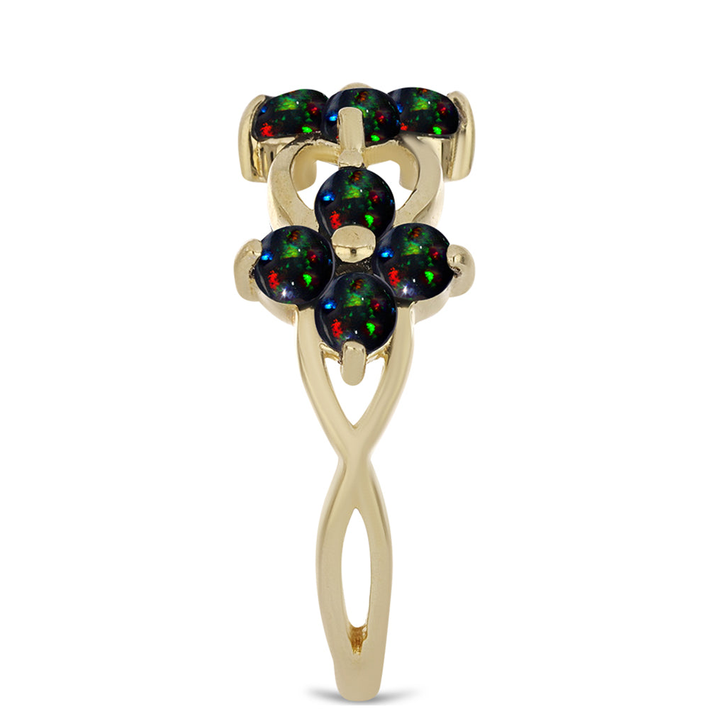 Inel din Argint 925 Placat cu Aur ( 2.46 grame ) cu Opal Etiopian Negru Lega Dembi 1 Carate 4 