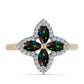 Inel din Argint 925 Placat cu Aur ( 2.9 grame ) cu Opal Etiopian Negru Lega Dembi și Topaz Alb 0.85 Carate