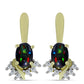 Cercei din Argint 925 Placat cu Aur ( 2.69 grame ) cu Opal Etiopian Negru Lega Dembi și Topaz Alb 0.73 Carate