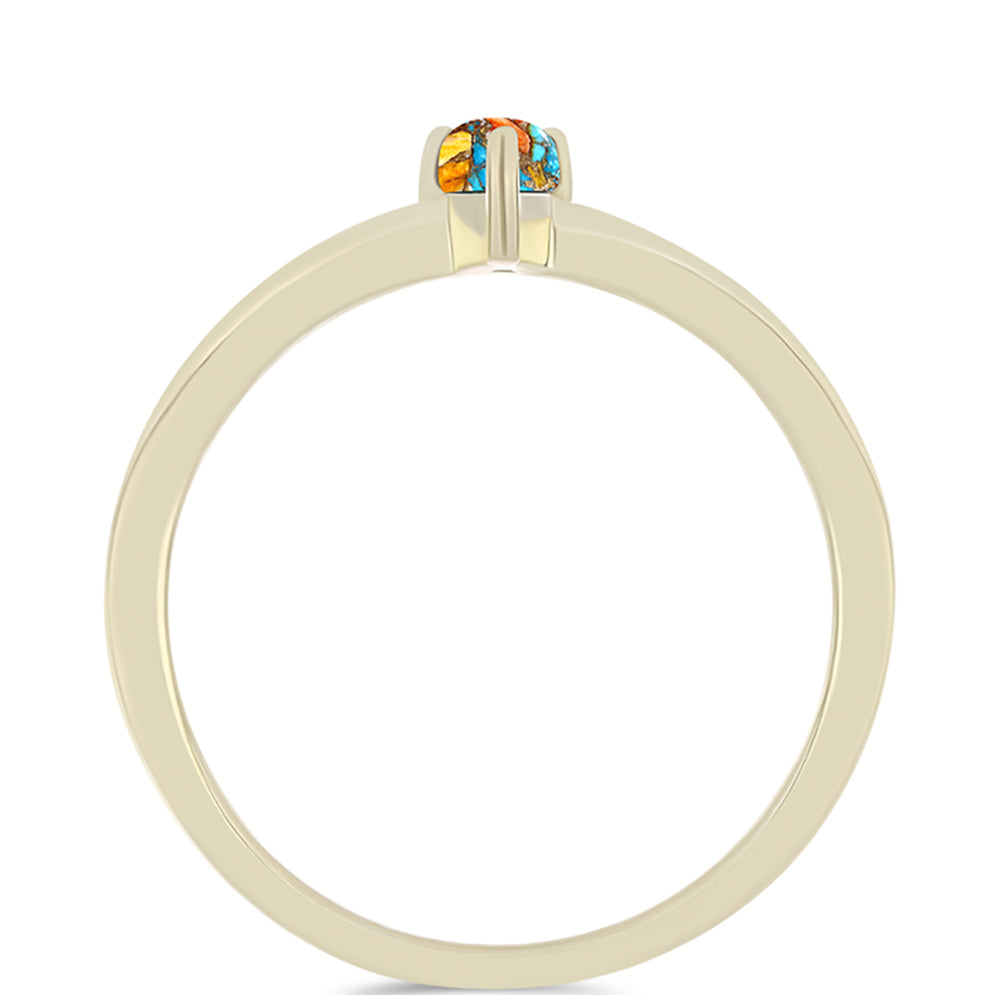 Inel din Argint 925 Placat cu Aur ( 1.49 grame ) cu Turcoaz Oyster 0.27 Carate