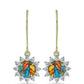 Cercei din Argint 925 Placat cu Aur ( 2.37 grame ) cu Turcoaz Oyster și Topaz Alb 2.82 Carate