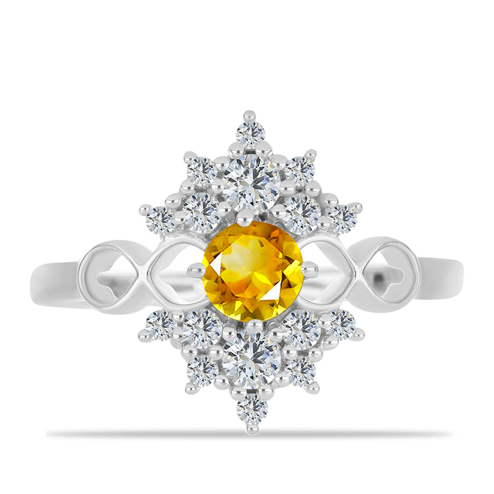 Inel din Argint 925 ( 2.83 grame ) cu Citrin Ural și Topaz Alb 1.1 Carate 1 
