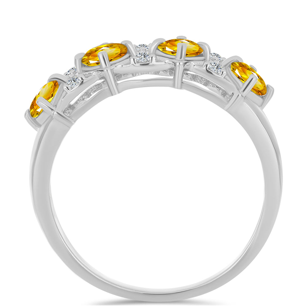 Inel din Argint 925 ( 2.29 grame ) cu Citrin Ural și Topaz Alb 0.99 Carate