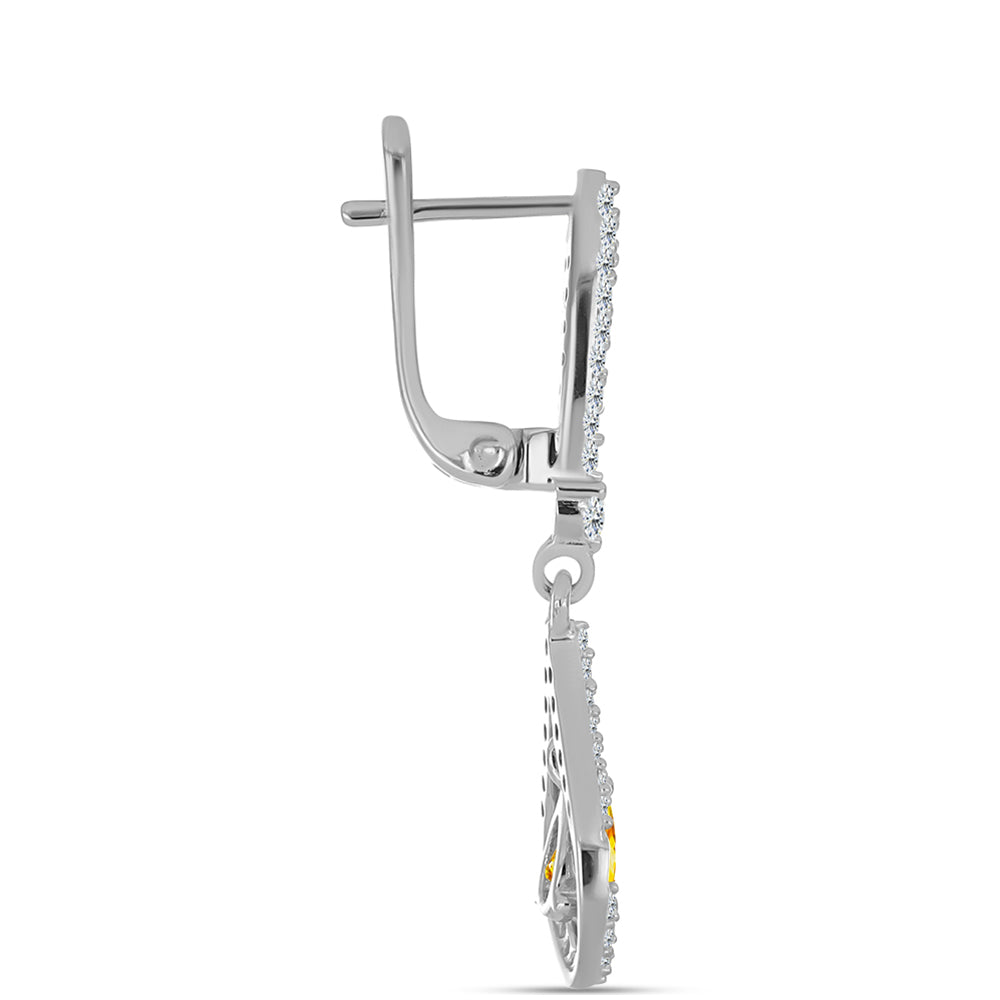 Cercei din Argint 925 ( 4.55 grame ) cu Citrin Ural și Topaz Alb 1.44 Carate