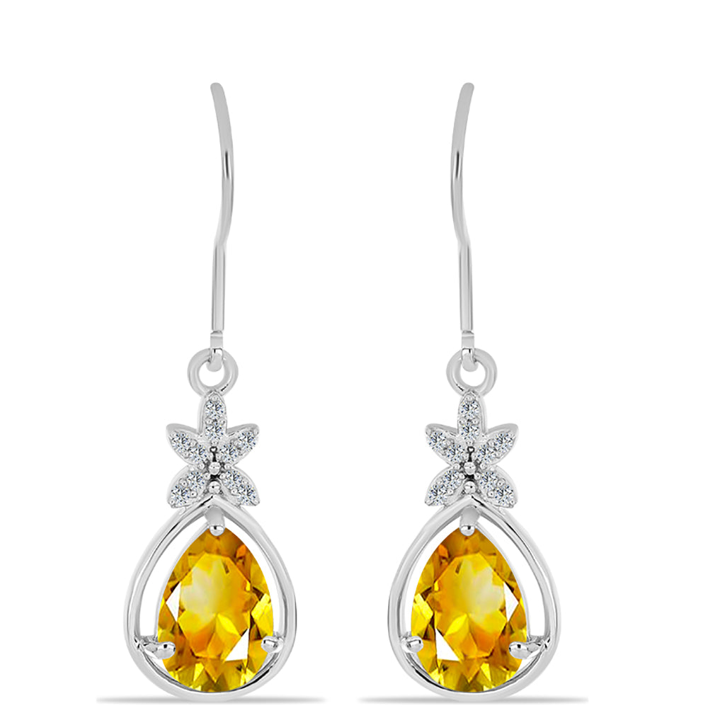 Cercei din Argint 925 ( 3.15 grame ) cu Citrin Ural și Topaz Alb 3.58 Carate 1 