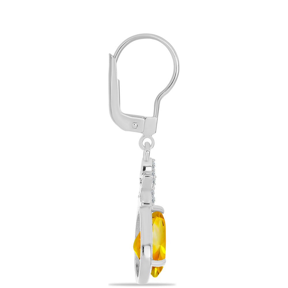 Cercei din Argint 925 ( 3.15 grame ) cu Citrin Ural și Topaz Alb 3.58 Carate 2 