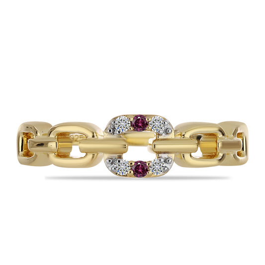 Inel din Argint 925 Placat cu Aur ( 2.44 grame ) cu Diamant Violet și Diamant Alb 0.07 Carate