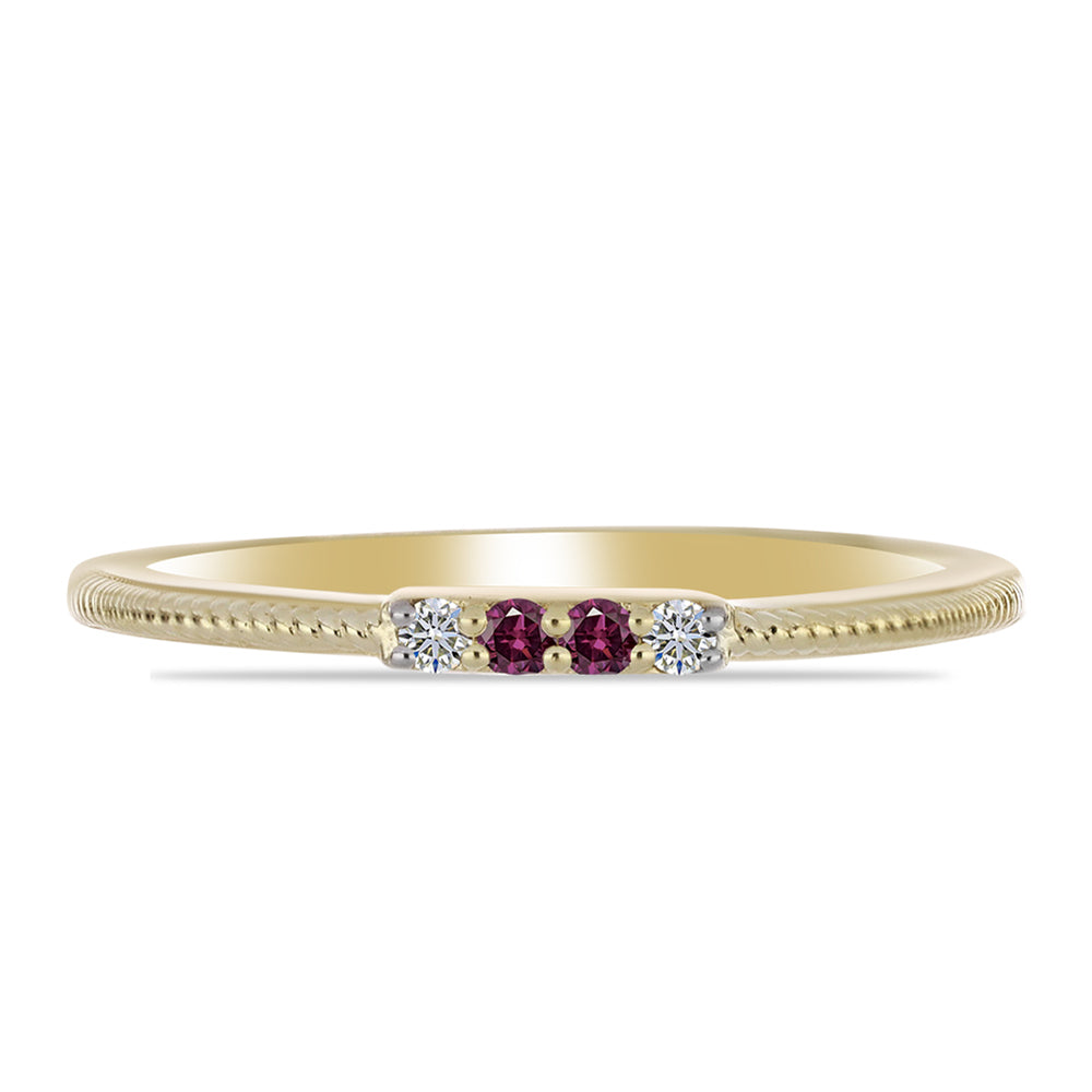 Inel din Argint 925 Placat cu Aur ( 1.46 grame ) cu Diamant Violet și Diamant Alb 0.06 Carate 2 