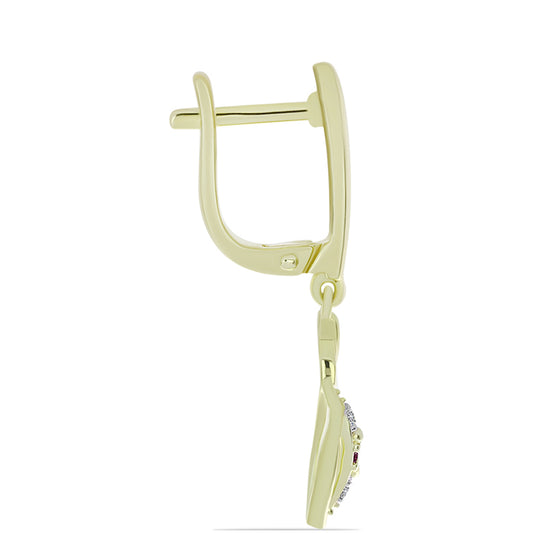 Cercei din Argint 925 Placat cu Aur ( 3.53 grame ) cu Diamant Violet și Diamant Alb 0.07 Carate