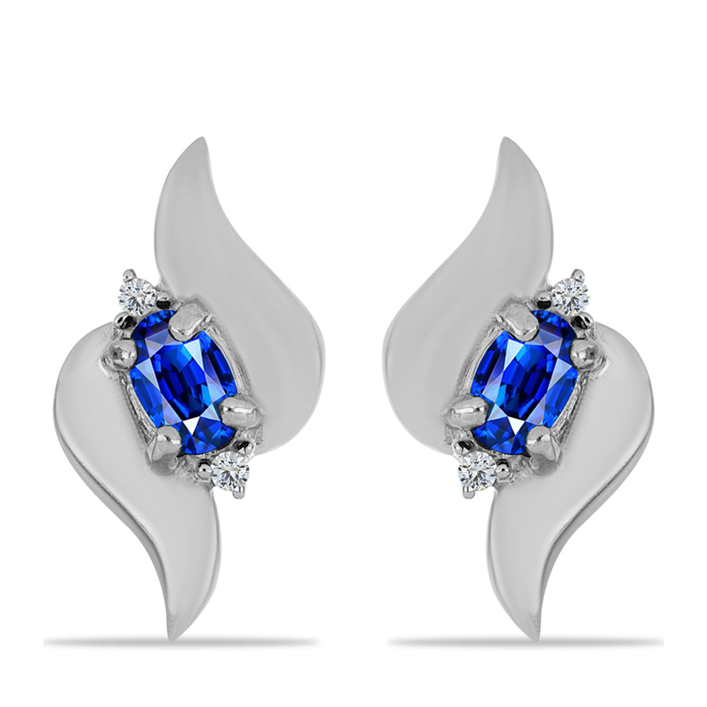 Cercei din Argint 925 ( 1.97 grame ) cu Safir Albastru Australian și Topaz Alb 0.7 Carate