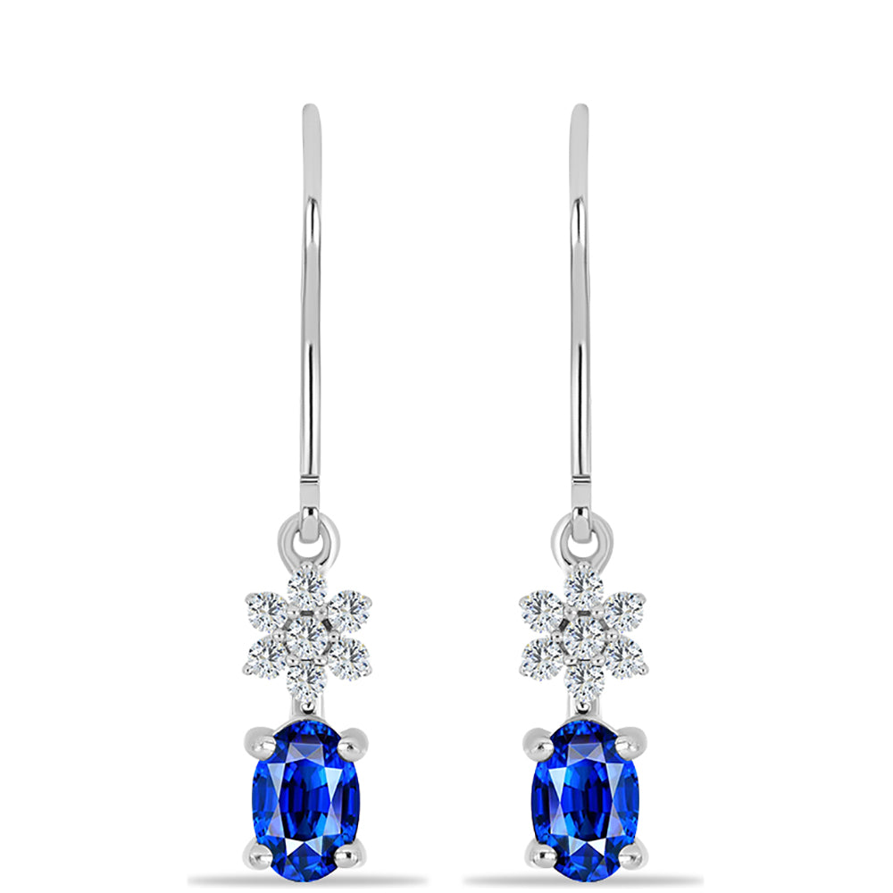 Cercei din Argint 925 ( 1.81 grame ) cu Safir Albastru Australian și Topaz Alb 1.61 Carate 1 