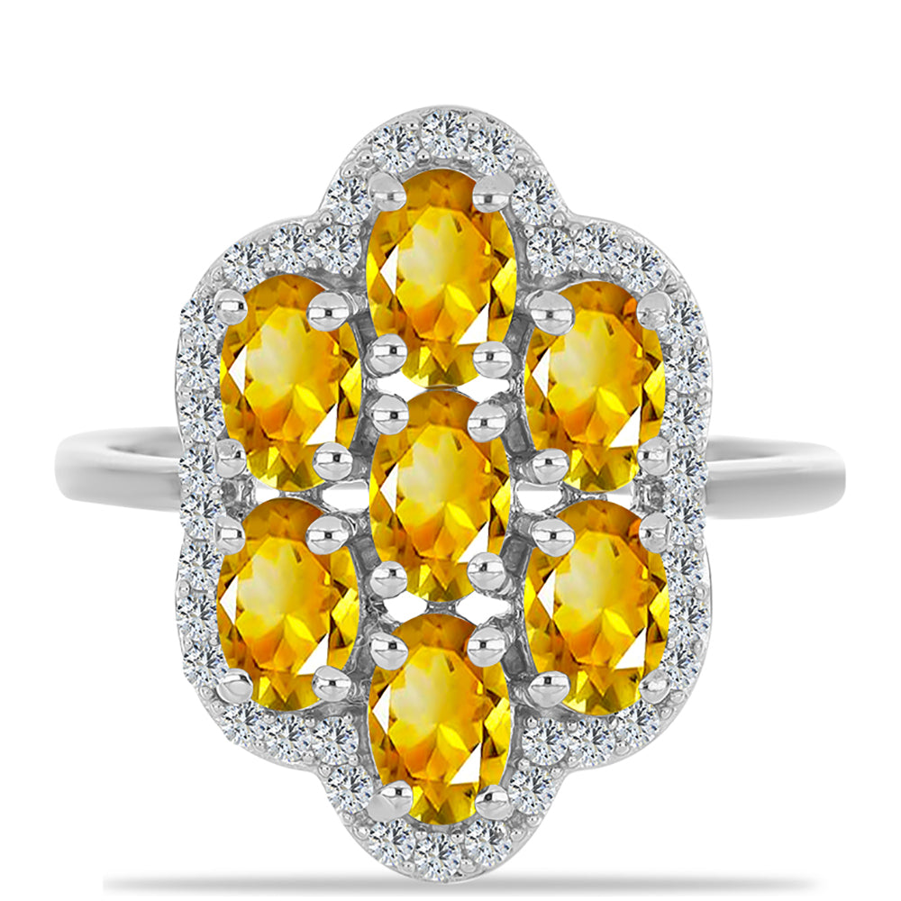 Inel din Argint 925 ( 4.33 grame ) cu Citrin Ural și Topaz Alb 3.46 Carate 1 