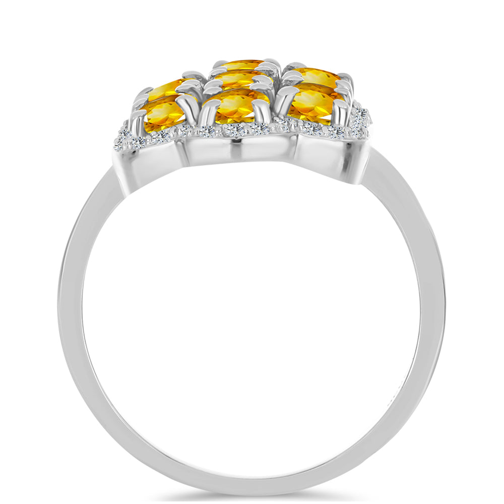 Inel din Argint 925 ( 4.33 grame ) cu Citrin Ural și Topaz Alb 3.46 Carate 2 