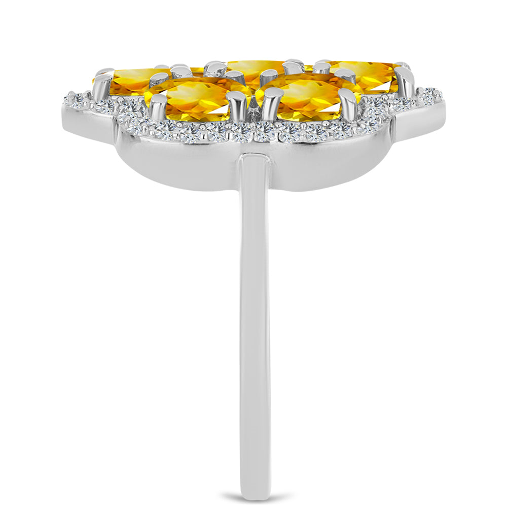 Inel din Argint 925 ( 4.33 grame ) cu Citrin Ural și Topaz Alb 3.46 Carate 4 