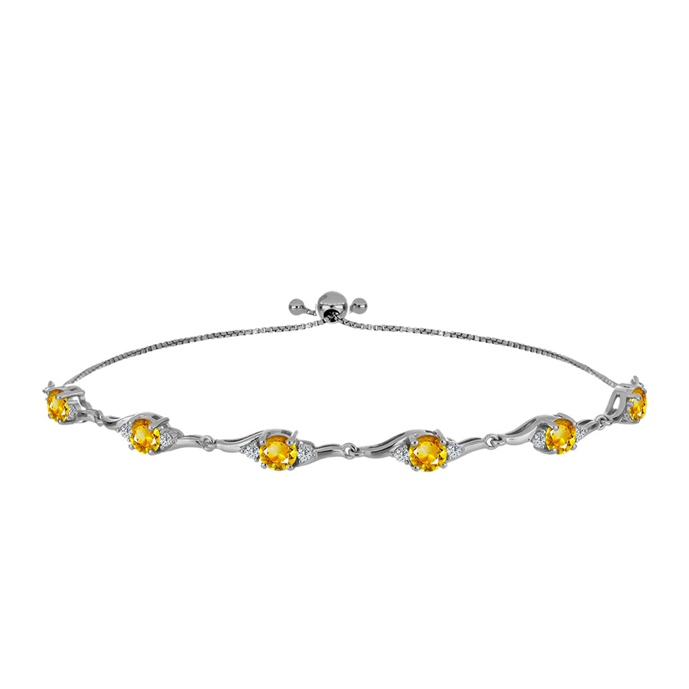 Brățară din Argint 925 ( 6.05 grame ) cu Citrin Ural și Topaz Alb 3.49 Carate