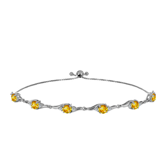 Brățară din Argint 925 ( 6.05 grame ) cu Citrin Ural și Topaz Alb 3.49 Carate