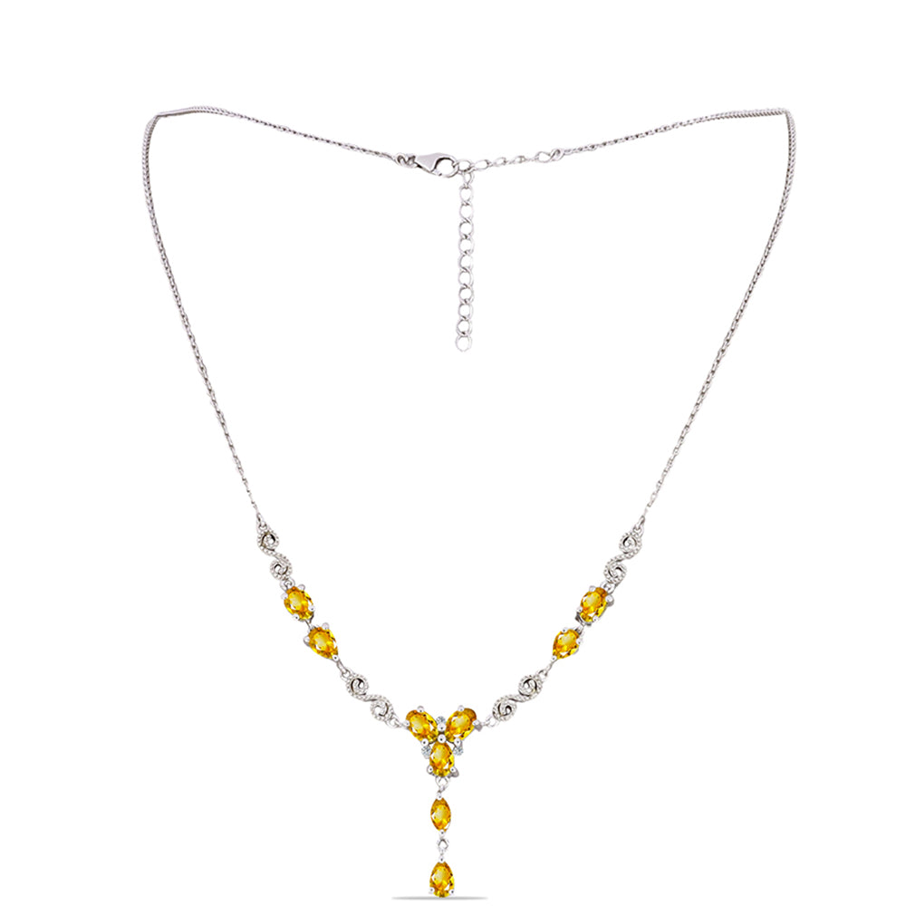 Colier din Argint 925 ( 7.34 grame ) cu Citrin Ural și Topaz Alb 3.46 Carate 1 