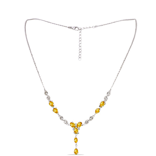 Colier din Argint 925 ( 7.34 grame ) cu Citrin Ural și Topaz Alb 3.46 Carate