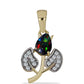 Pandantiv din Argint 925 Placat cu Aur ( 1.28 grame ) cu Opal Etiopian Negru Lega Dembi și Topaz Alb 0.53 Carate