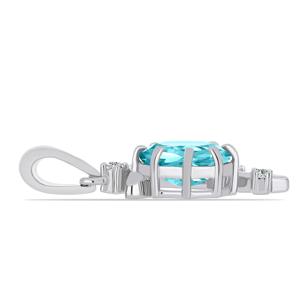 Pandantiv din Argint 925 ( 2.07 grame ) cu Cuarț Paraiba și Topaz Alb 1.73 Carate