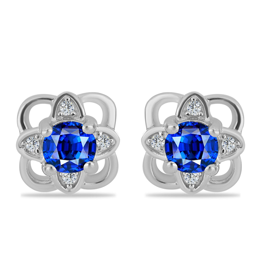 Cercei din Argint 925 ( 1.81 grame ) cu Safir Albastru Australian și Topaz Alb 0.92 Carate