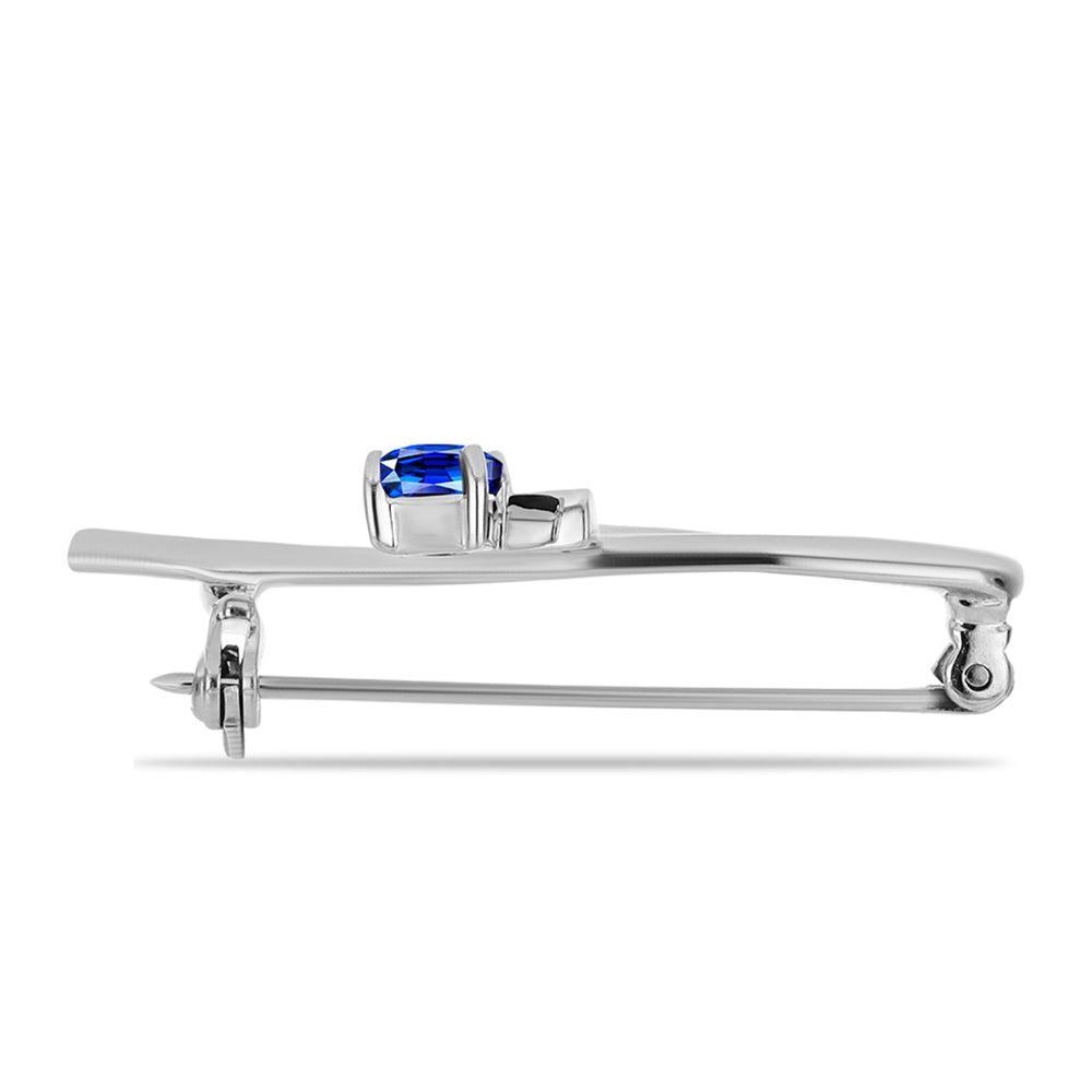 Broşă din Argint 925 ( 3 grame ) cu Safir Albastru Australian și Topaz Alb 0.77 Carate 2 