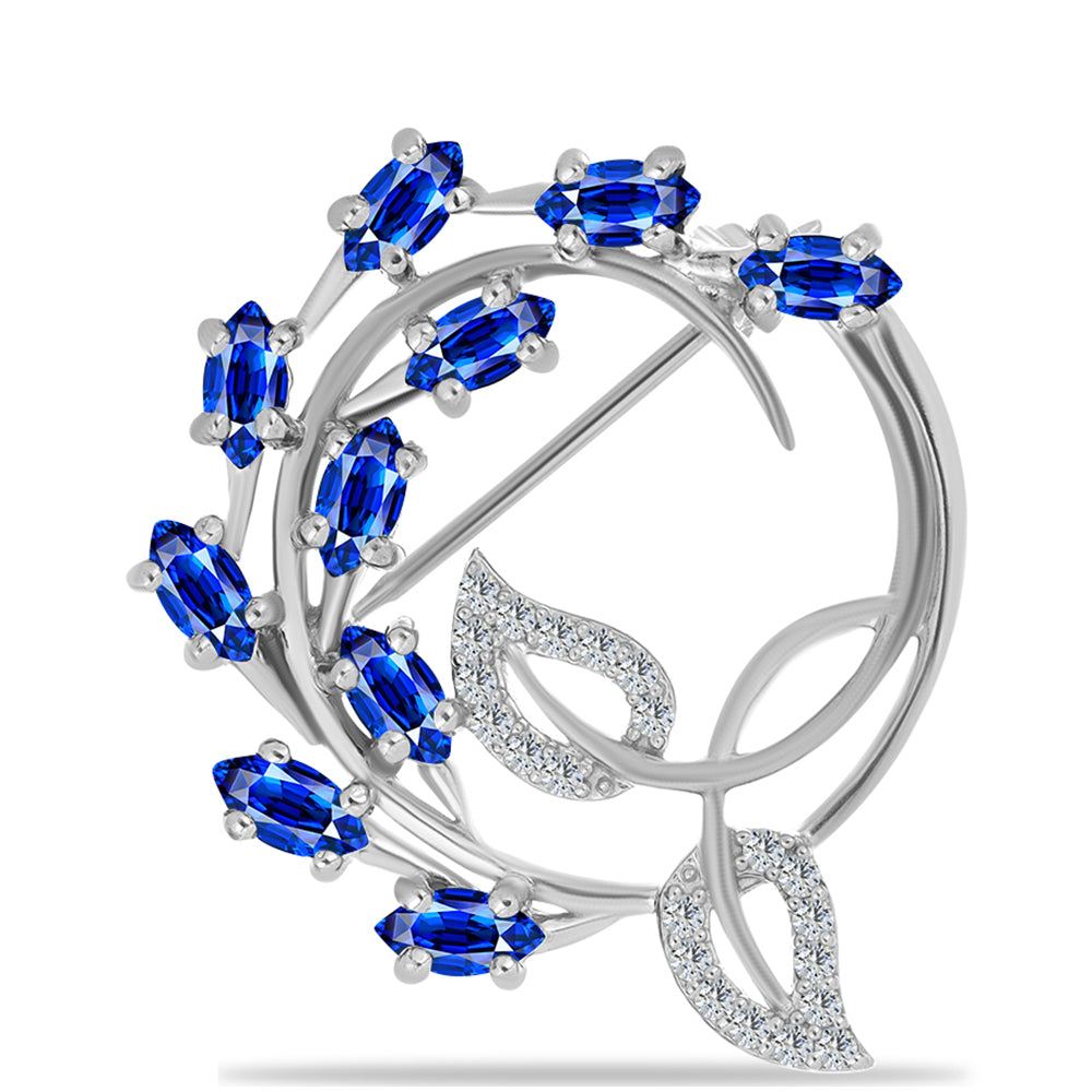 Broşă din Argint 925 ( 4.92 grame ) cu Safir Albastru Australian și Topaz Alb 2.35 Carate
