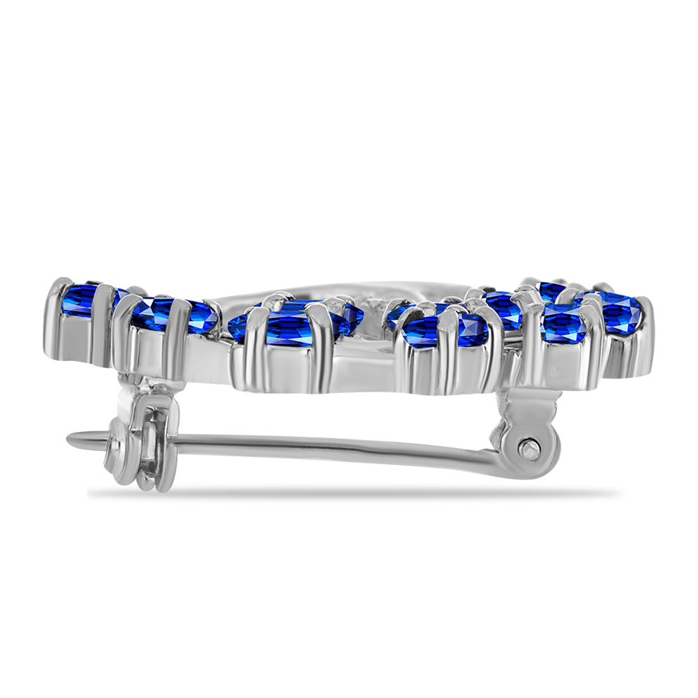 Broşă din Argint 925 ( 4.92 grame ) cu Safir Albastru Australian și Topaz Alb 2.35 Carate 2 