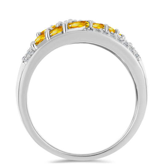Inel din Argint 925 ( 5.55 grame ) cu Citrin Ural și Topaz Alb 1.38 Carate