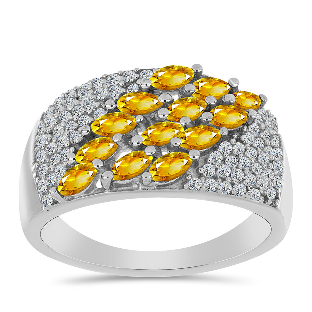 Inel din Argint 925 ( 5.55 grame ) cu Citrin Ural și Topaz Alb 1.38 Carate 3 