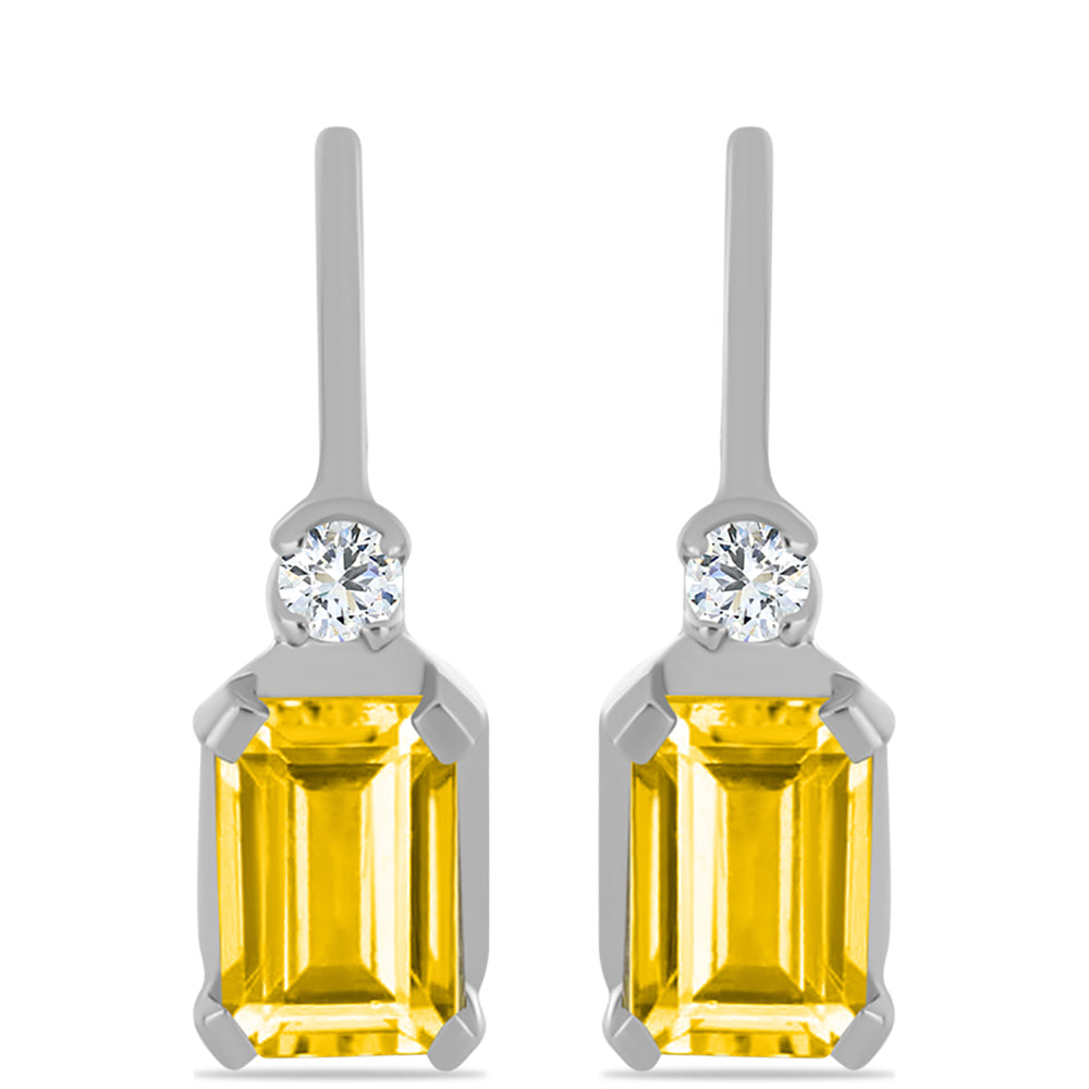 Cercei din Argint 925 ( 1.6 grame ) cu Citrin Ural și Topaz Alb 1.21 Carate 1 