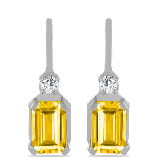 Cercei din Argint 925 ( 1.6 grame ) cu Citrin Ural și Topaz Alb 1.21 Carate