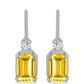 Cercei din Argint 925 ( 1.6 grame ) cu Citrin Ural și Topaz Alb 1.21 Carate
