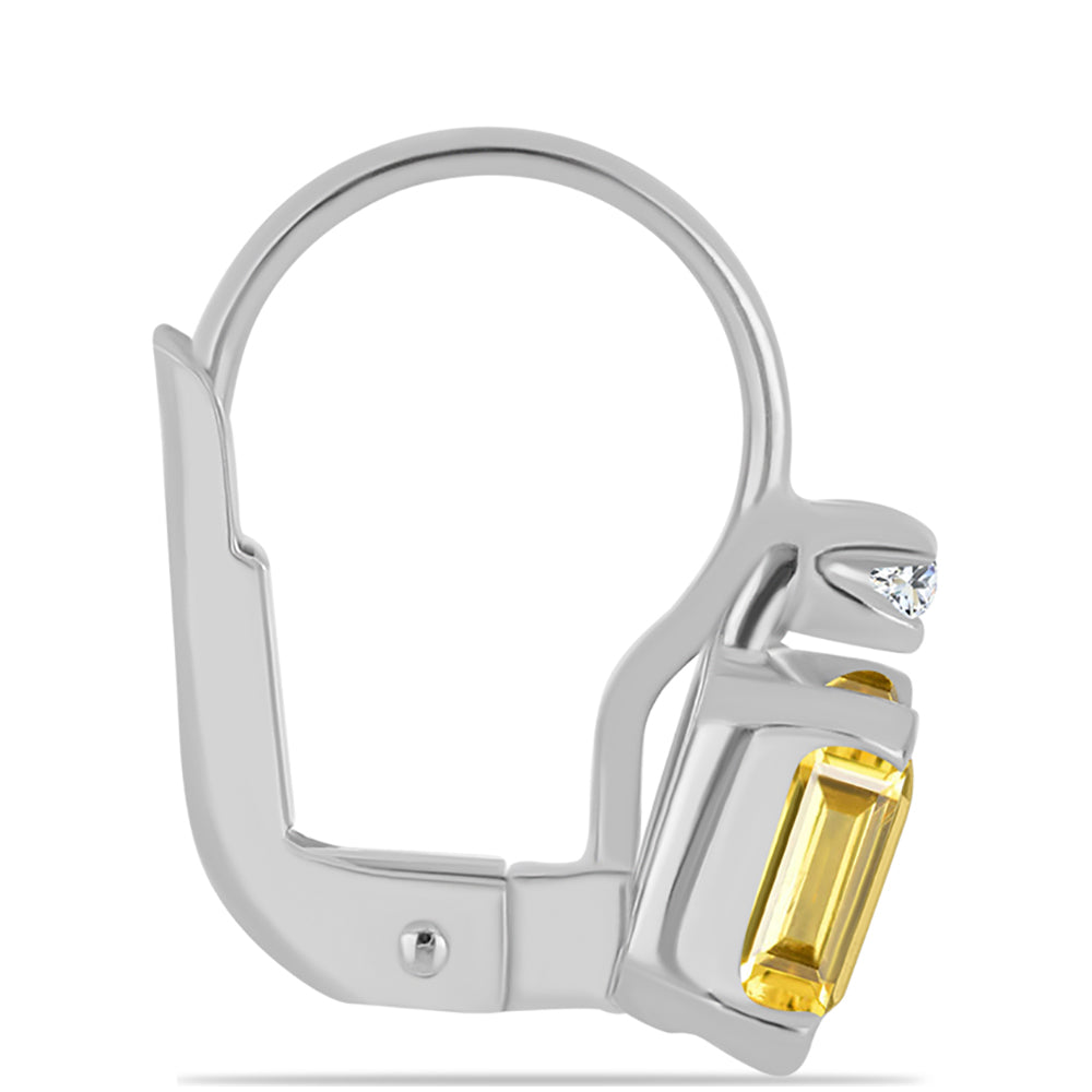 Cercei din Argint 925 ( 1.6 grame ) cu Citrin Ural și Topaz Alb 1.21 Carate 2 