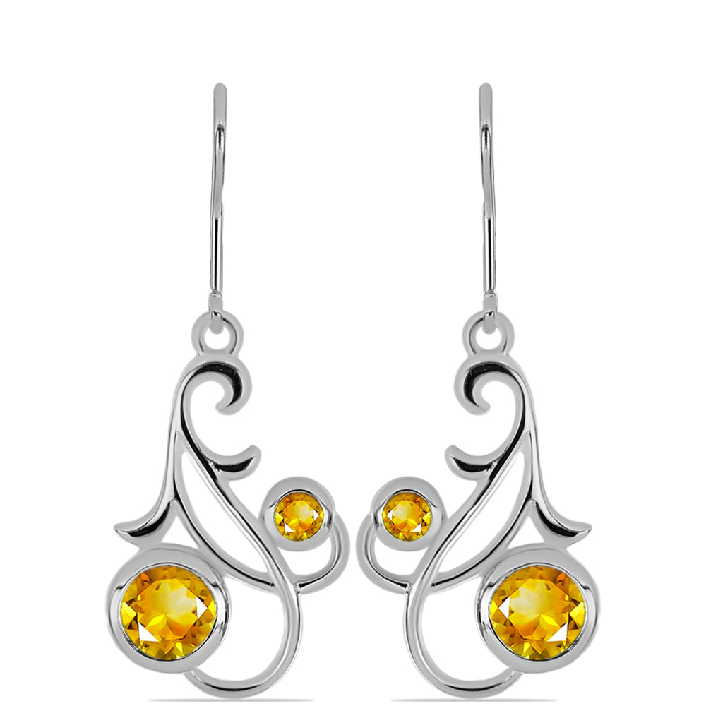 Cercei din Argint 925 ( 4.38 grame ) cu Citrin Ural 1.91 Carate 1 